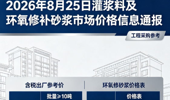 感城镇2026年8月25日灌浆料及环氧修补砂浆市场价格信息通报